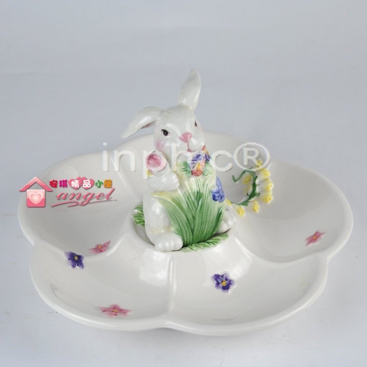 INPHIC-新居 春天花園兔陶瓷花形盤水果零食盤
