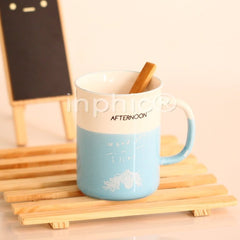 INPHIC-茶具 巴黎森林仿搪瓷杯 創意水杯馬克杯陶瓷杯附勺咖啡杯 4色混