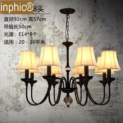 INPHIC-美式吊燈北歐鄉村田園鐵藝布藝吊燈簡歐復古餐廳燈臥室客廳燈具 5頭