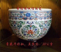 INPHIC-景德鎮陶瓷魚缸復古瓷器缸-青花鬥彩陶瓷缸 工藝陶瓷