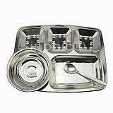 INPHIC-加厚不鏽鋼自助餐盤學校 大圓五格