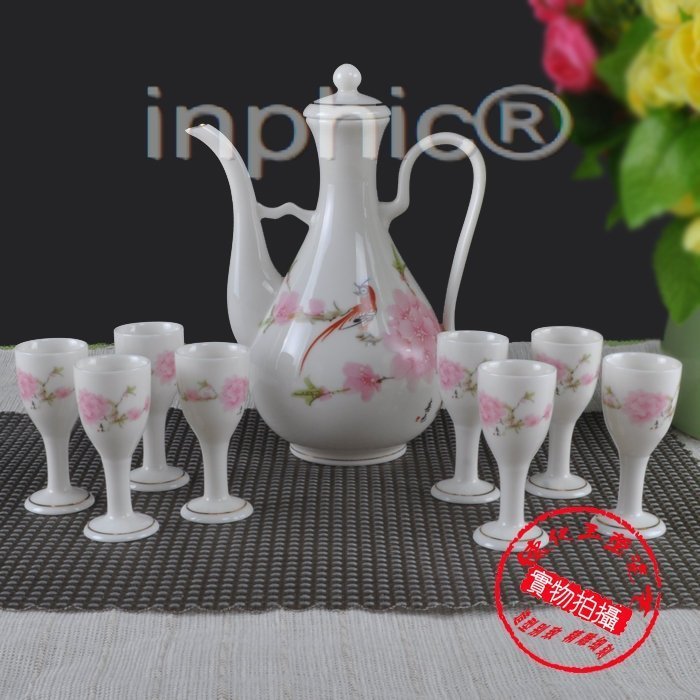 INPHIC-酒具套件 小灑杯壺白酒具水點桃花酒具 2錢杯 黃酒酒具 酒壺