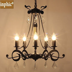 INPHIC-loft復式鄉村酒店會所咖啡廳客廳書房臥室工業風五頭鐵藝吊燈