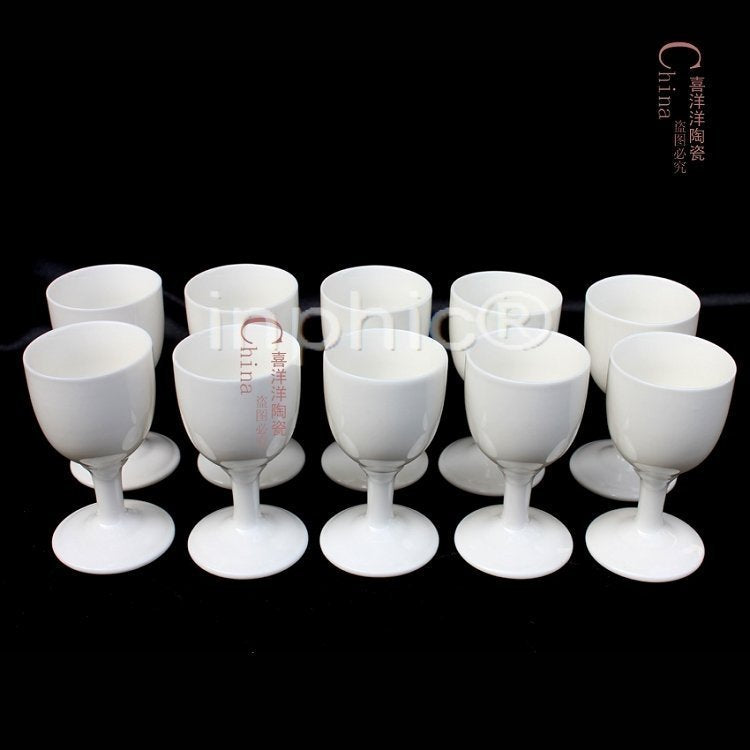INPHIC-容量30ML烈酒杯 陶瓷高腳杯 小酒杯純白色 套裝 酒壺白瓷 骨瓷器
