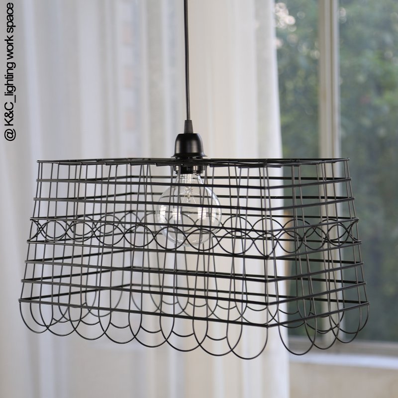INPHIC-loft 酒吧咖啡館鐵藝鐵籠吊燈簡約餐廳長方形吊燈風格