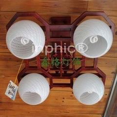 INPHIC-中式復古實木玻璃吸頂燈方形客廳燈臥室燈餐廳燈茶樓燈飾燈具