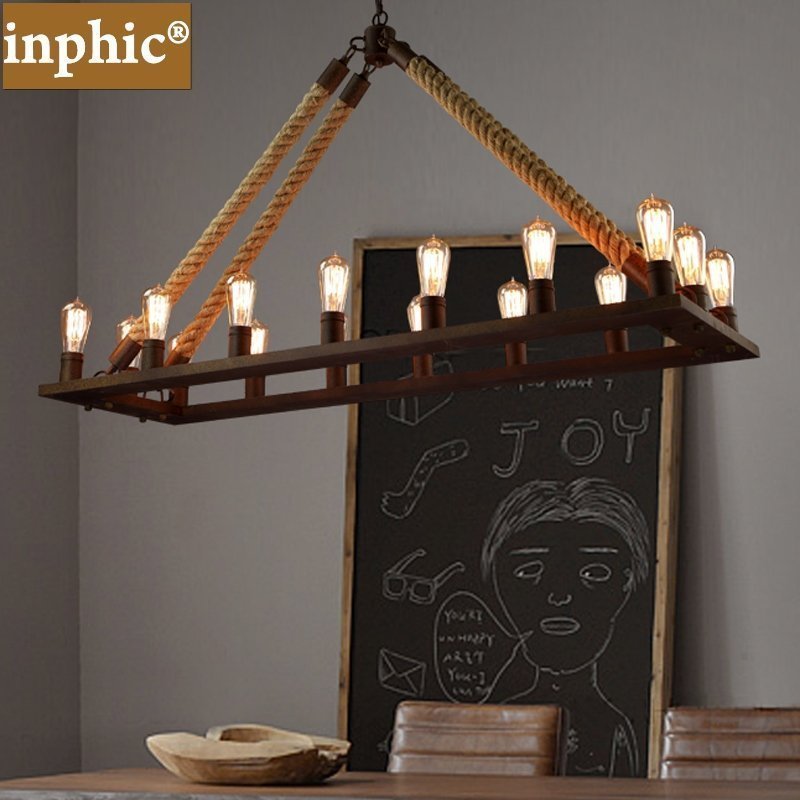 INPHIC-美式鄉村吊燈復古工業風餐廳燈長方形創意個性吧臺咖啡廳吊燈鐵藝 16頭