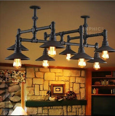 INPHIC-loft復古特色工業創意美式鄉村客廳臥室燈具酒吧吊燈餐廳水管吊燈 8頭