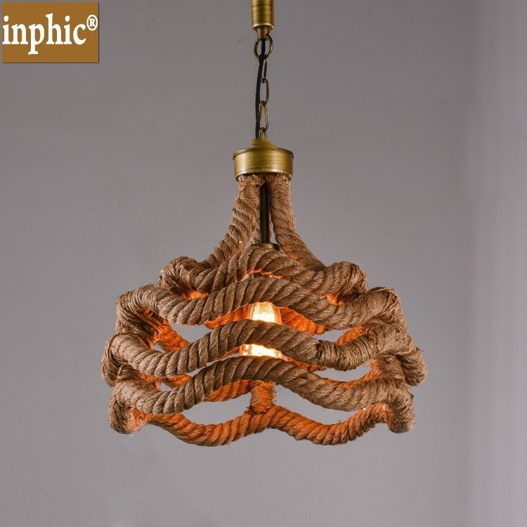 INPHIC-美式鐵藝麻繩吊燈創意復古吊燈服裝店咖啡廳餐廳酒吧臺書房裝飾燈