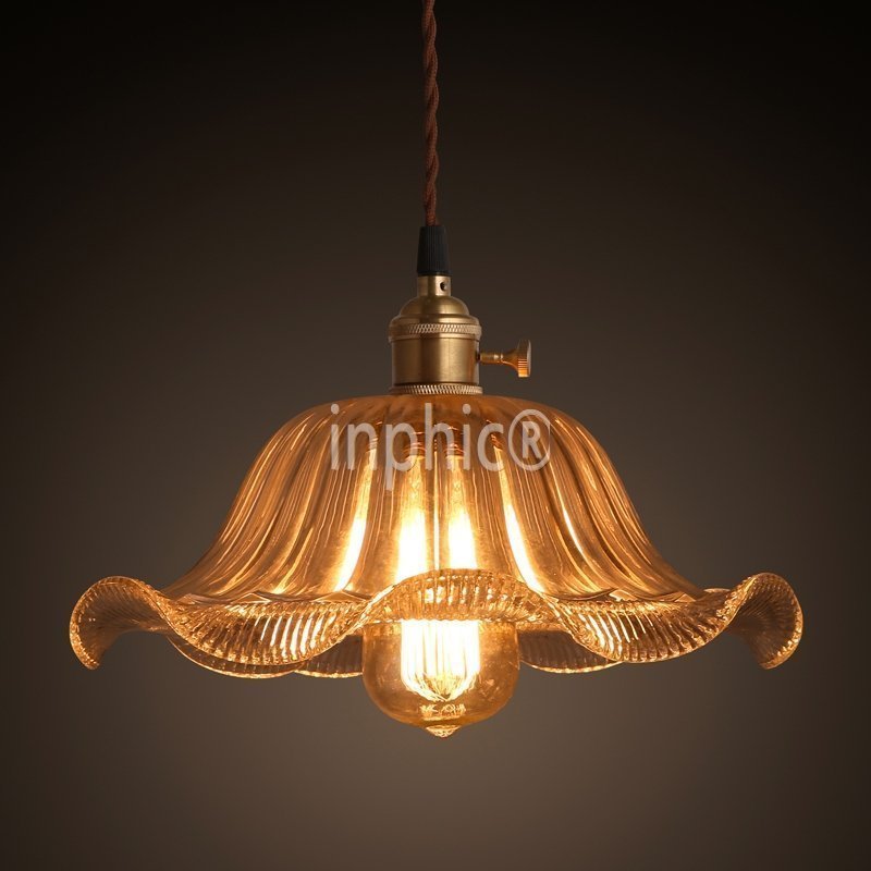 INPHIC-美式鄉村復古吧臺 玻璃燈罩酒吧圓形單頭現代家用漫咖啡廳吊燈