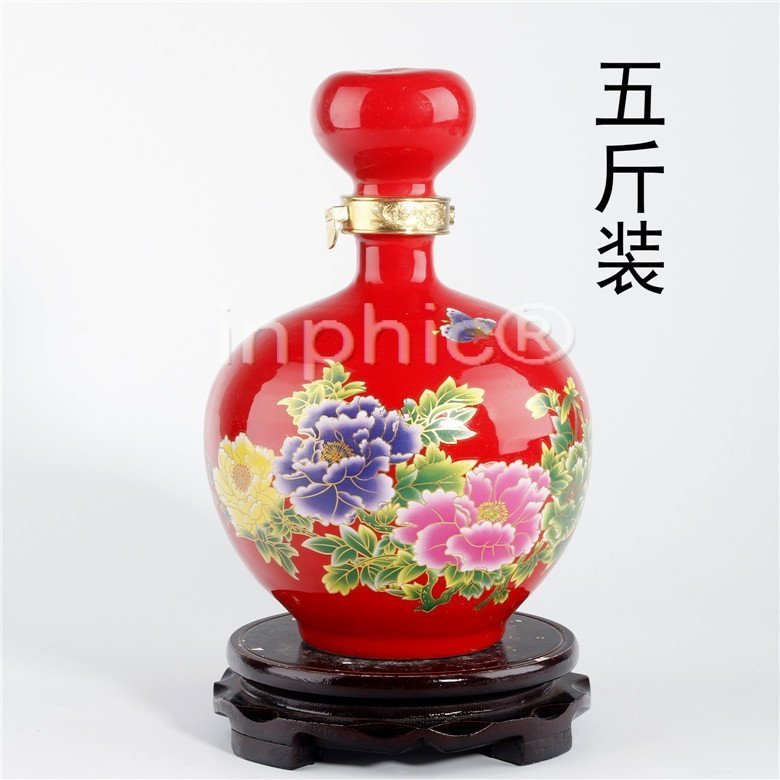 INPHIC-景德鎮陶瓷酒瓶 五斤裝牡丹酒壺 5斤裝空酒壇子 其它酒具