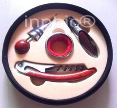 INPHIC-圓形PU皮盒裝紅酒開瓶器四件套酒具現貨批發酒具套裝