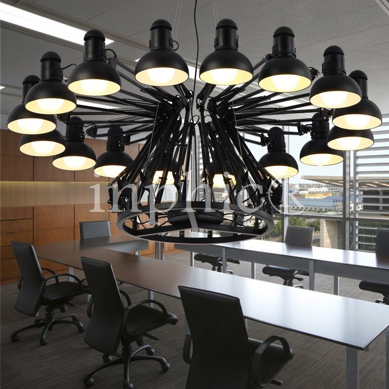 INPHIC-書桌燈餐廳吧吊燈飾辦公室會議室吊燈具蜘蛛吊燈 9頭黑色