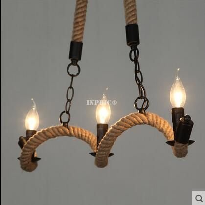 INPHIC-美式鄉村酒吧餐廳吊燈具復古創意書房臥室燈飾三頭麻繩吊燈