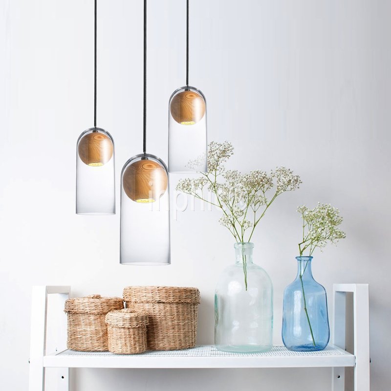 INPHIC-loft美式單頭吊燈透明玻璃罩原木燈 藝術LED酒吧日式燈服裝店