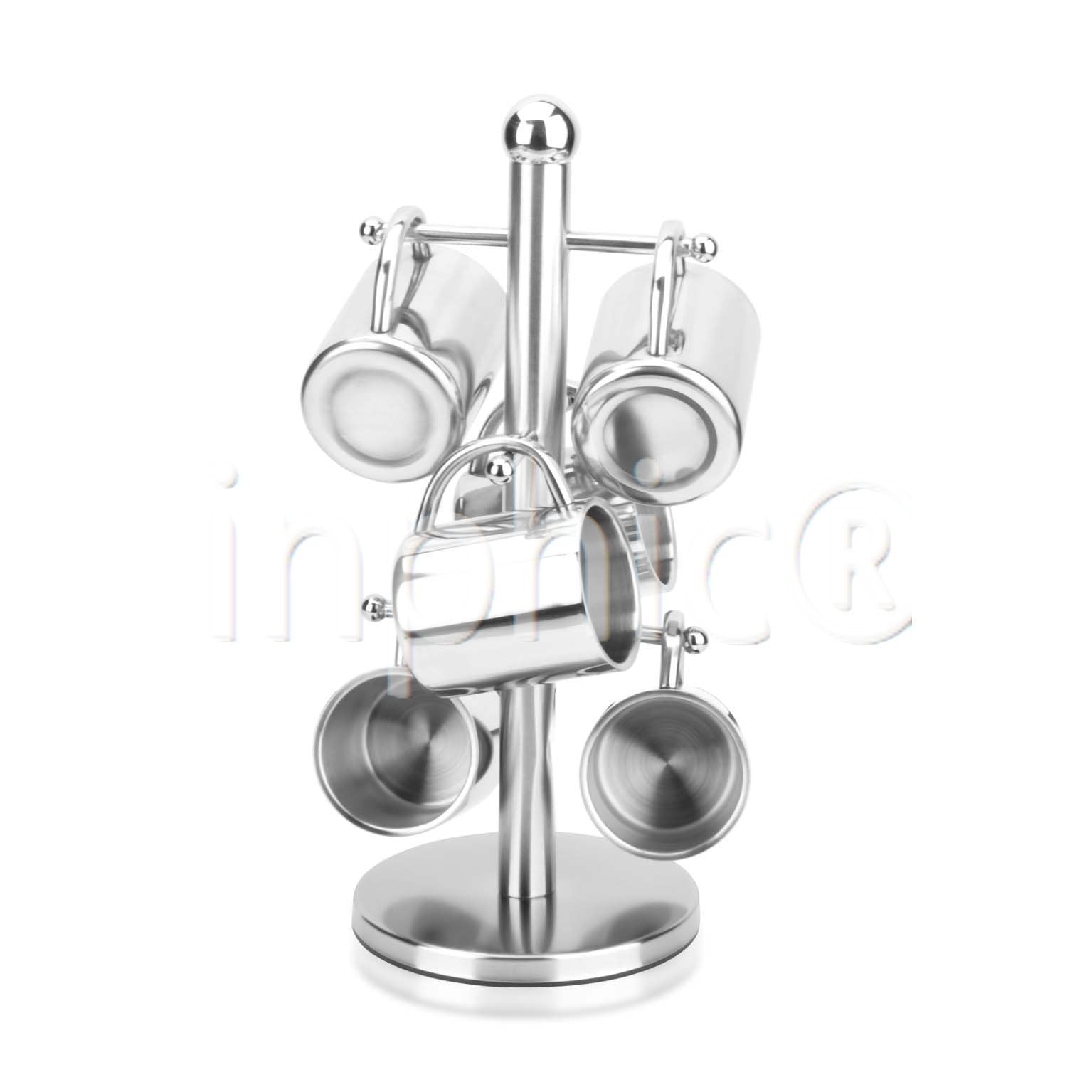 INPHIC-茶具 雙層不鏽鋼水杯七件套 咖啡杯 馬克杯套杯配架 杯子結婚