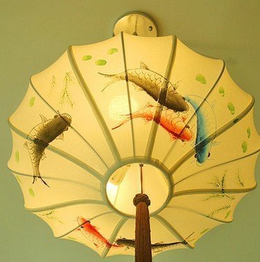 INPHIC-新中式古典臥室吊燈 仿古客廳餐廳書房陽臺工程燈 手繪國畫