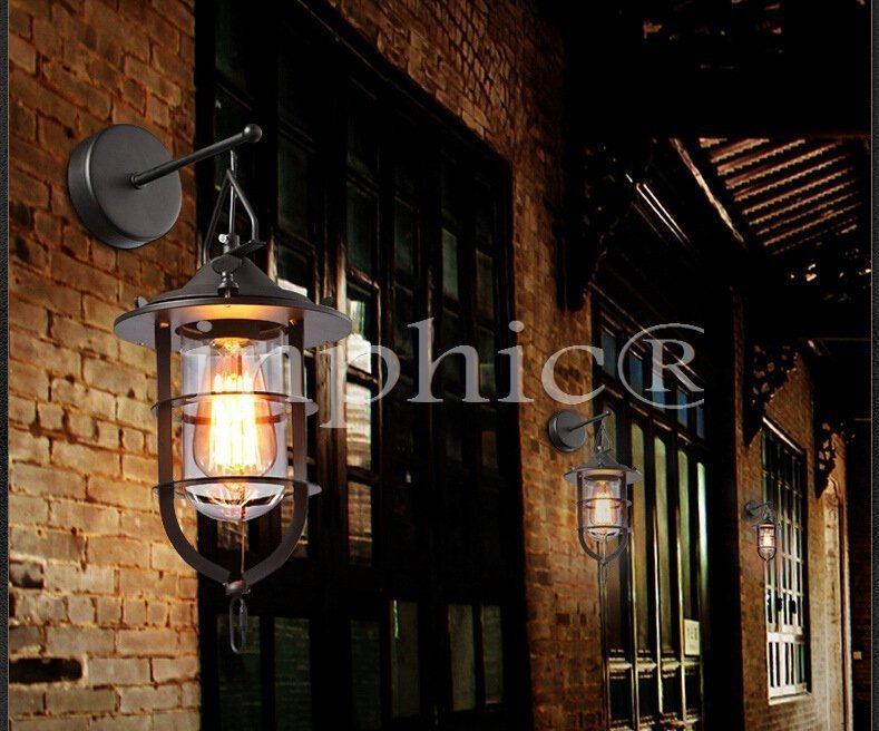 INPHIC-loft工業美式鄉村復古船塢鐵藝壁燈酒吧咖啡走道陽臺戶外壁燈