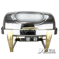 INPHIC-鍍金透視自助餐爐可電熱不鏽鋼鍍金全翻蓋方形可視自助餐爐