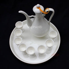 INPHIC-茶具 全白酒具套裝 高腳杯 酒具套件 託盤 陶瓷茶盤 烈酒杯 小酒杯酒壺