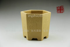 INPHIC-宜興茶韻高檔紫砂花盆 小六方花盆 段泥 全手工陶製梅花蘭花竹子
