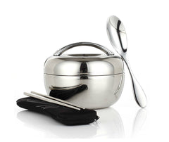 INPHIC-可愛蘋果便當盒 不鏽鋼雙層保溫飯盒 分格學生餐盒800ml