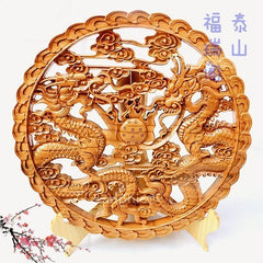 INPHIC-宗教 雙龍戲珠 開光桃木看盤 擺件 家居擺飾 隔斷裝飾 避邪 化煞