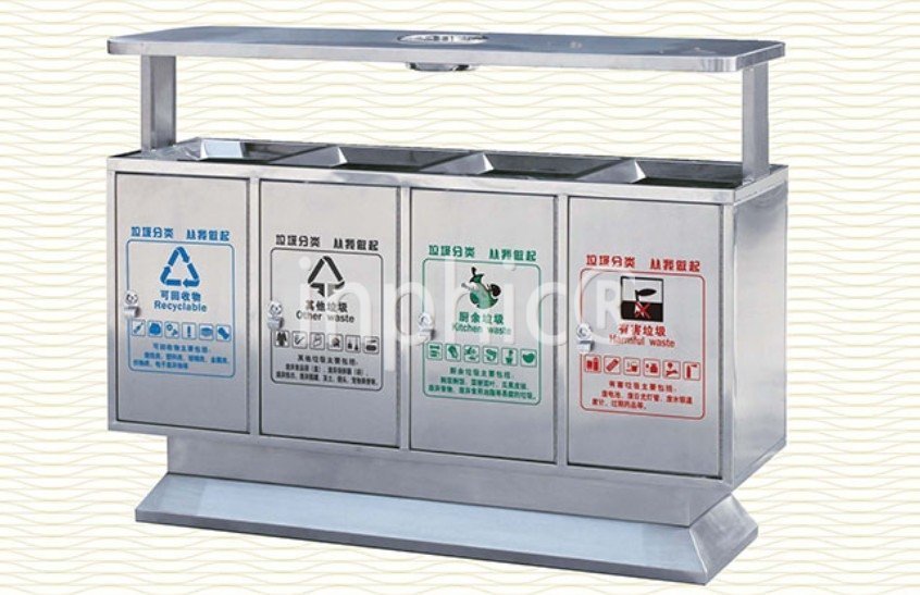 INPHIC-豪華四分類垃圾桶 戶外環保垃圾箱 高檔社區不鏽鋼垃圾桶筒
