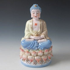 INPHIC-佛像 德化窯如來佛祖 供奉 阿彌陀佛8吋釉下金彩如來