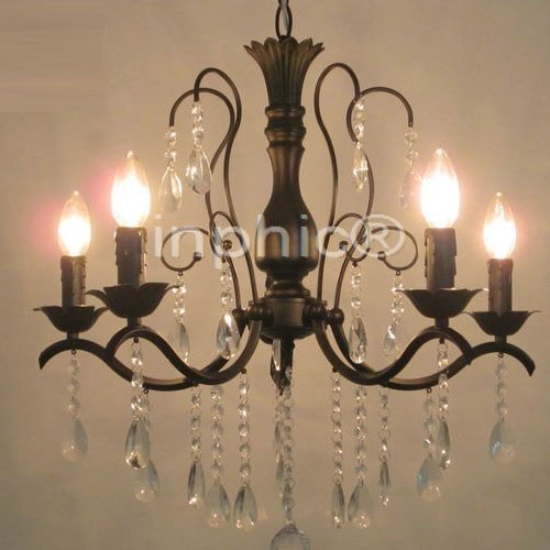 INPHIC-歐式鐵藝水晶吊燈餐廳臥室酒吧臺 咖啡廳 5頭水晶蠟燭吊燈b