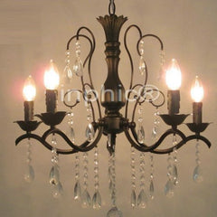 INPHIC-歐式鐵藝水晶吊燈餐廳臥室酒吧臺 咖啡廳 5頭水晶蠟燭吊燈b