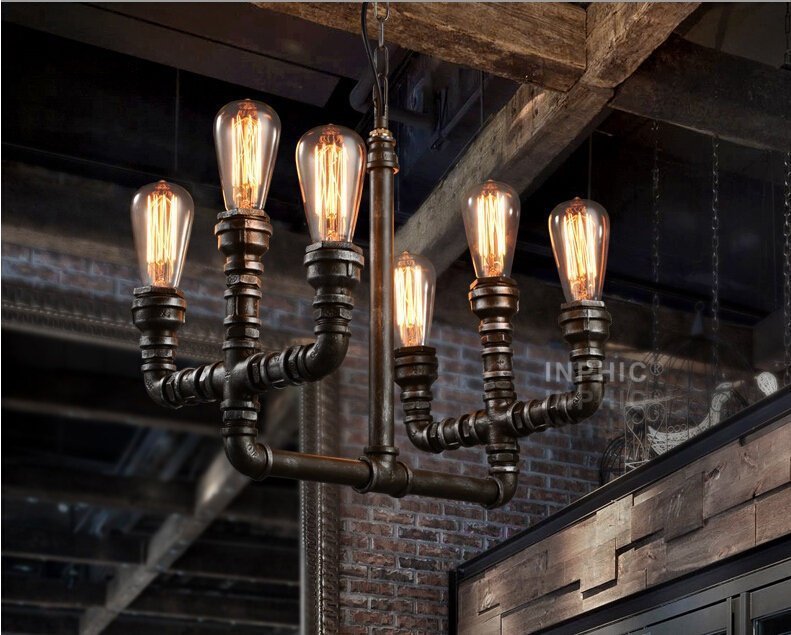 INPHIC-loft創意復古餐廳吧臺美式鄉村鐵藝水管餐廳特色工業風吊燈