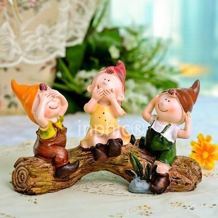 INPHIC-創意禮品 裝飾品擺件 家居飾品 歐式樹脂田園擺設三不樹樁娃娃