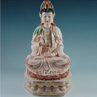 INPHIC-佛像 觀音陶瓷供奉 20吋坐蓮臺玉金彩觀音佛像