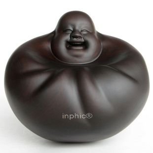 INPHIC-宗教 檀木搖錢佛 黑檀木雕工藝品 彌勒佛擺飾紅木飾品不倒佛 18cm