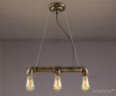 INPHIC-美式loft復古餐廳吊燈 歐式酒吧臺咖啡廳工業風水管吊燈 3頭