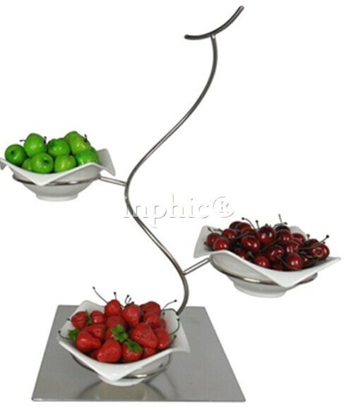 INPHIC-三頭食物架 果仁架 小吃蛋糕點心架 自助餐酒店用品不鏽鋼架