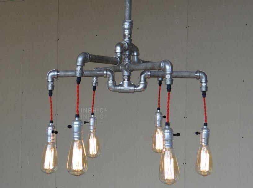 INPHIC-特色工業倉庫復古LOFT吊燈 酒吧咖啡餐廳 不銹鋼水管6頭
