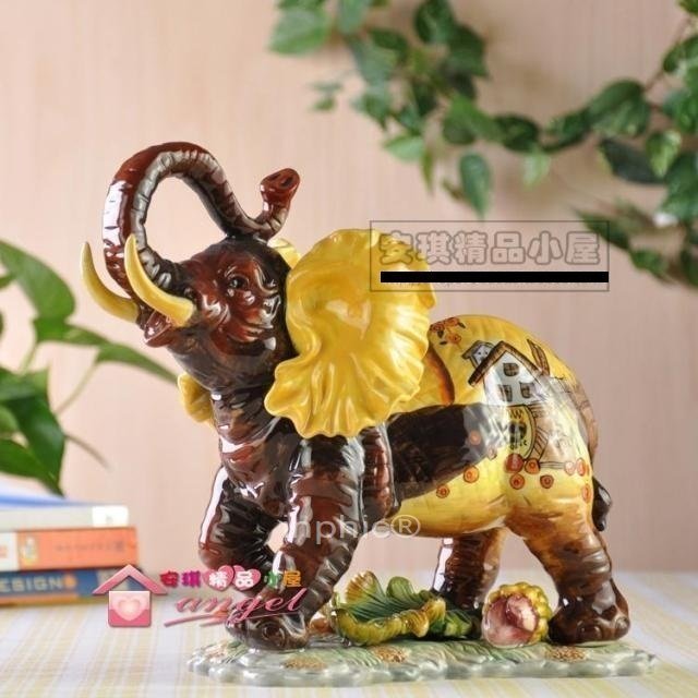 INPHIC-開運 新居送品 商務禮品 裝飾品 手繪鄉村招財象 陶瓷擺設