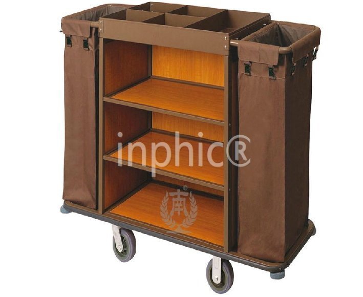 INPHIC-裝鋼板烤漆客房服務車 雙邊房口車 手推清潔車