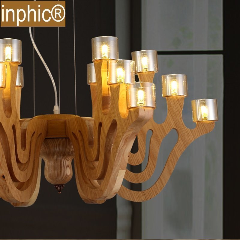 INPHIC-簡約藝術創意原木吊燈美式客廳餐廳臥室燈新中式木燈