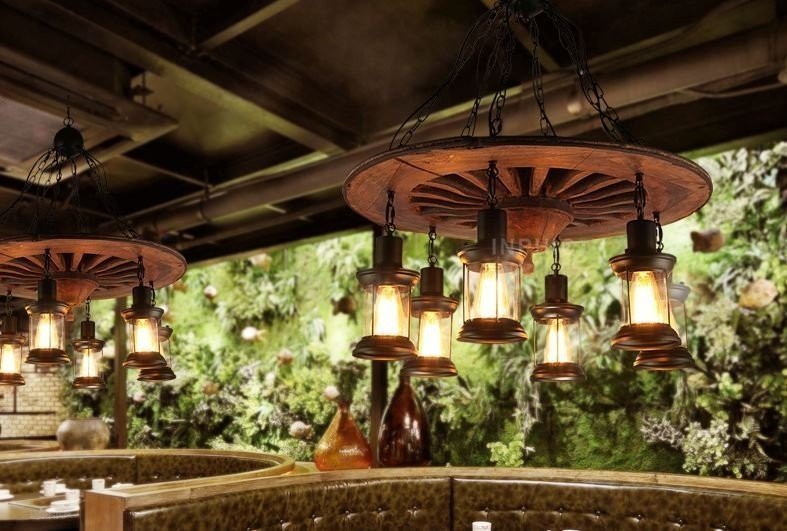 INPHIC-LOFT復古漫咖啡餐廳吧臺特色工業風美式鄉村創意個性船木裝飾車輪吊燈