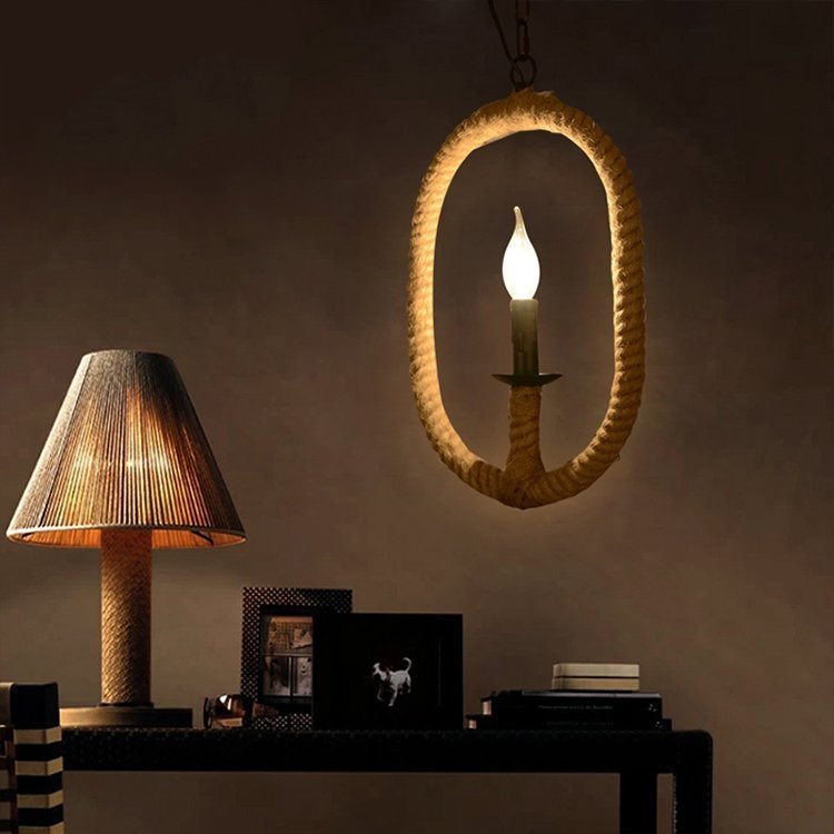 INPHIC-北歐藝術簡約咖啡廳酒吧服裝店燈具美式復古餐廳麻繩吊燈 單頭麻繩吊燈