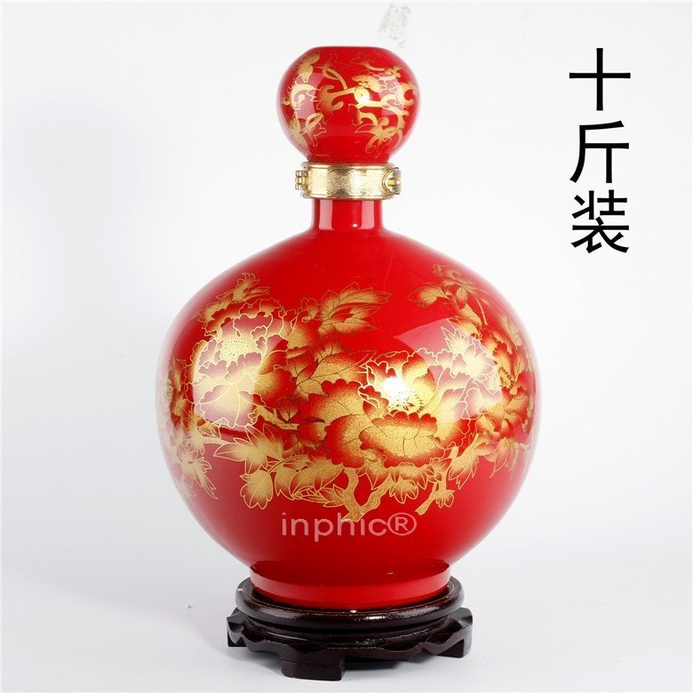 INPHIC-景德鎮十斤裝陶瓷酒瓶 10斤裝酒壇子 空酒具 大頭圓球 金牡丹酒罐