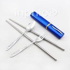 INPHIC-筆式叉子調羹筷子 不鏽鋼野餐3件筷子套裝 便攜式筷子