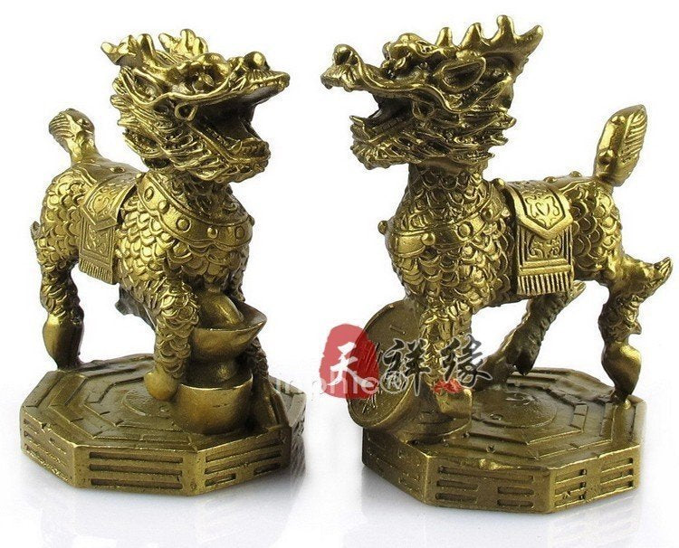INPHIC-宗教 開光銅八卦麒麟純銅麒麟擺件銅雕鎮宅避邪化煞工藝品 擺件 現代(一對)