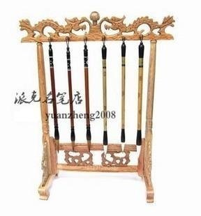 INPHIC-毛筆架墨條宣紙硯台文房四寶 上好花梨木14針毛筆掛