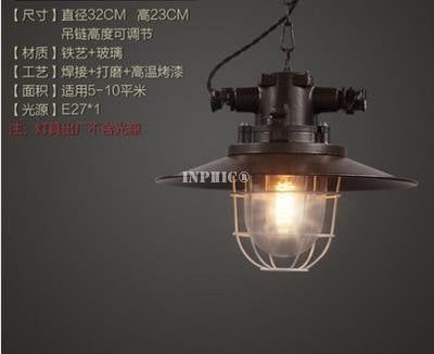 INPHIC-美式loft復古工業風吊燈咖啡館餐廳酒吧鐵藝仿古鍋蓋單頭臥室燈具 黑色