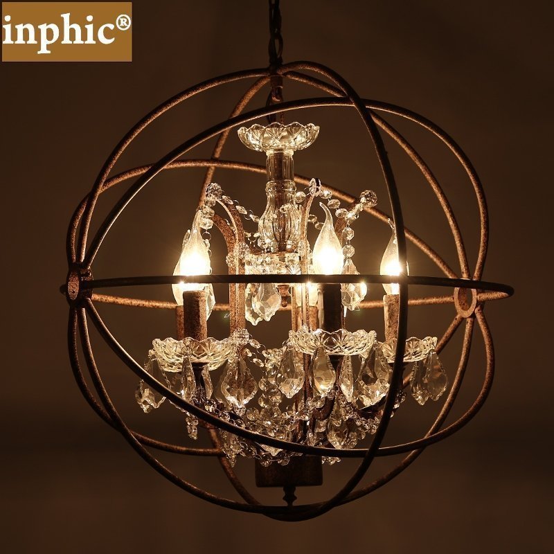 INPHIC-RH Loft美式鄉村復古鳥籠圓環吊燈水晶服裝店餐廳燈別墅樓梯吊燈 小款