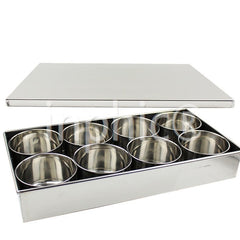 INPHIC-加厚無磁不鏽鋼調料盒留樣盒食品展示盒調料罐帶蓋圓罐8格盒